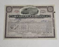 Old Reading Company Stock Certificate - Etsy