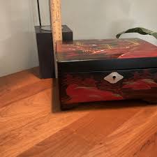 Vintage Wooden Flip Top Jewelry / Music Box Felt Lined Hand ...