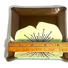 2 Vintage Square Fused Glass Trinket Dishes Brown w/Green ...