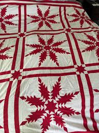 Antique Red & White Feathered Star Quilt Top | Circa Late 19th | 88" X 88"| Reproduction Fabrics - Etsy