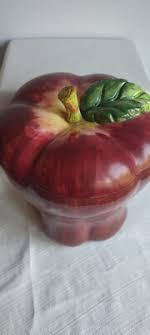Vintage Red Apple Ceramic Cookie Jar Container | eBay