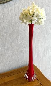 Vintage 1970's Murano Style Tall Red Bud Vase. Sommerso Style Art Glass Bud Vase, Tall Red Ribbed Thin Art Vase - Etsy