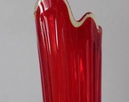 Vintage H 22.25" L.E. Smith Flame Red Simplicity Ribbed Floor Swung Vase, 1960's Swung Vase - Etsy