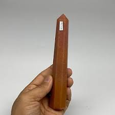 158.9g, 5.8"x1.1"x1.1" Red Aventurine Tower Obelisk Point ...