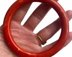 Marbled Orange Bakelite Bangle - Etsy
