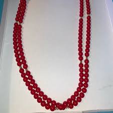 Monet | Jewelry | Vintage Monet Lucite Red Beaded Necklace ...