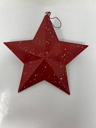 6 Primitive Metal Tin Star Rustic Folk Art Farmhouse Red White Ornaments | eBay