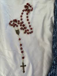 Vintage Red Flat Beads Catholic Saint Therese Pray For Us ...