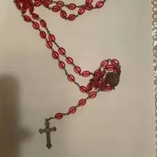 Jewelry | Traditional Red Oval Catholic Prayer Rosary Beads ...