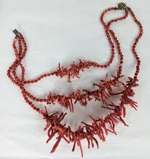 Miriam Haskell Branch Coral Beaded Necklace For Sale at 1stDibs