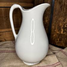White Ironstone Pitcher Tall Unmarked 1044 – GladdingGoods