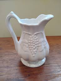 RED CLIFF White Ironstone Grape Creamer and Sugar Bowl with ...