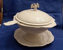 A Large White Ironstone Lane & Co Lidded Soup Tureen With ...