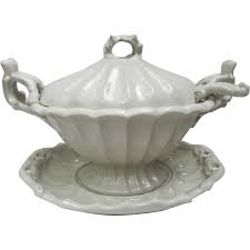 Vintage Red Cliff White Ironstone Tureen with Lid Underplate ...