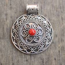 Coral Pendant: Handmade Oxidized Sterling Silver Boho ...