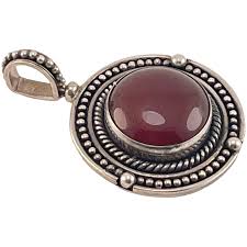 Vintage Carnelian Agate Round Cabochon Pendant Beaded ...