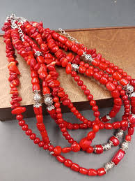 Red Coral Necklace Five Strand Coral Necklace,ethnic ...