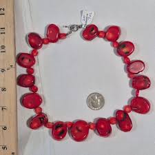VTG RED CORAL NECKLACE 7oz CHUNKY HEAVY 18" | eBay