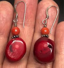 2525 Sterling Silver 925 coral chunky dangle drop Earrings 9.5 grams | eBay