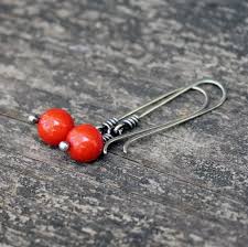 Red jade sterling silver long dangle earrings | Lisa's Lovelies
