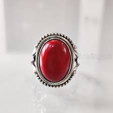 NATURAL RED CORAL GEMSTONE APRIL BIRTHSTONE 925 SILVER ...