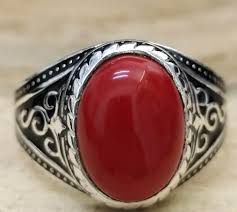 Handmade Coral Ring: 7.25 Carat Gemstone, 925 Sterling ...