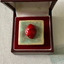 France Creator Vintage GENUINE CORAL ENAMEL Ring - Original ...