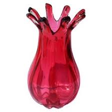 Red and White Italian Glass Vessel Vase in Murano Style Glass Italy 20th Century For Sale at 1stDibs
