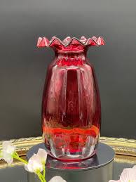 Cranberry Glass Vase | Red Glass Vase With Wavy Rim | Elegant Home Decor | Collectible Glassware - Etsy Canada