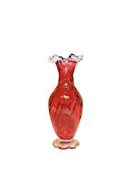 Antique English Cranberry Art Glass Vase 11.5" Swirl Body Double Crimped Crest Scalloped Prunts Base Victorian Shabby Cottage - Etsy Israel