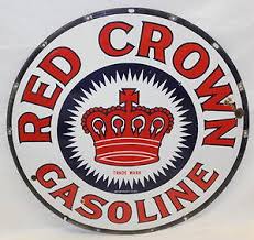 Red Crown Gasoline Double Sided Porcelain Sign