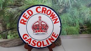 Ande Rooney Red Crown Gasoline Sign Round Advertising ...