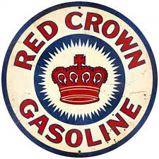 Retro Red Crown Gasoline Round Metal Sign 28 x 28 inches