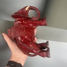 Antique Early 1900's Red Elephant Cast Iron Metal Trunk Down Elephant Door Stop | eBay