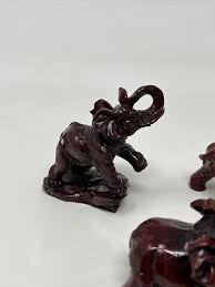 Vintage Miniature Carved Red Elephant Figurine Lot Of 5 | eBay