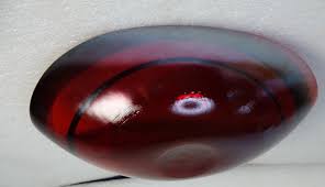 CRATE AND BARREL MURANO ART GLASS RED FOSSILLI IRIDESCENT ...