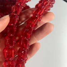 Red spikey hand beaded bag and zipper closure and... | Depop