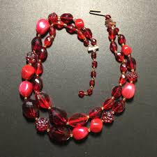 1960s Vintage Red Lucite Beaded 2 Strand Necklace - Etsy
