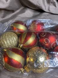 Lot 10 Red & Gold Glitter Plastic Ball Christmas Ornaments ...