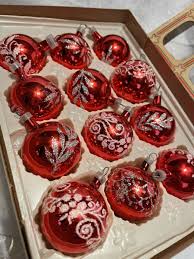 Vintage 12 Small Glass Christmas Ornaments Made in Columbia ...