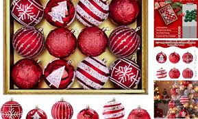 12 Pcs Christmas Ball Ornaments - 3.15 Inches Red and White ...