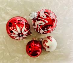 Vintage Christmas Ornaments: Red, White Glitter, Candy Cane ...