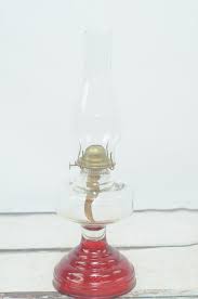 Vintage . Red Glass Base Oil Lantern Oil Lamp 19.25 ...