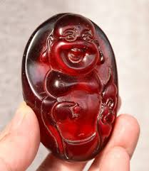 7.5CM Rare Chinese Red Amber Happy Laugh Maitreya ...