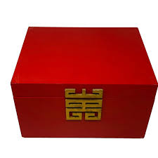 Vintage Van's Gifts Wooden Red Trinket Jewelry Ring Lock Box ...