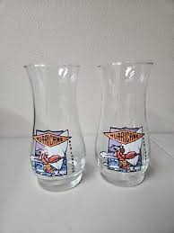 Vintage 7” Hurricane Red Lobster Glass Set Of Two | eBay
