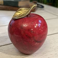 Vintage Polished Marble Stone Alabaster Red Apple ...