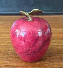 Solid Red Marble Apple Paperweight with Brass Stem For Sale ...