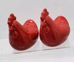 Red Ceramic Rooster Salt & Pepper Shakers | eBay