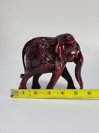 Red Resin Elephant Trunk Down Feng Shui Statue. | eBay